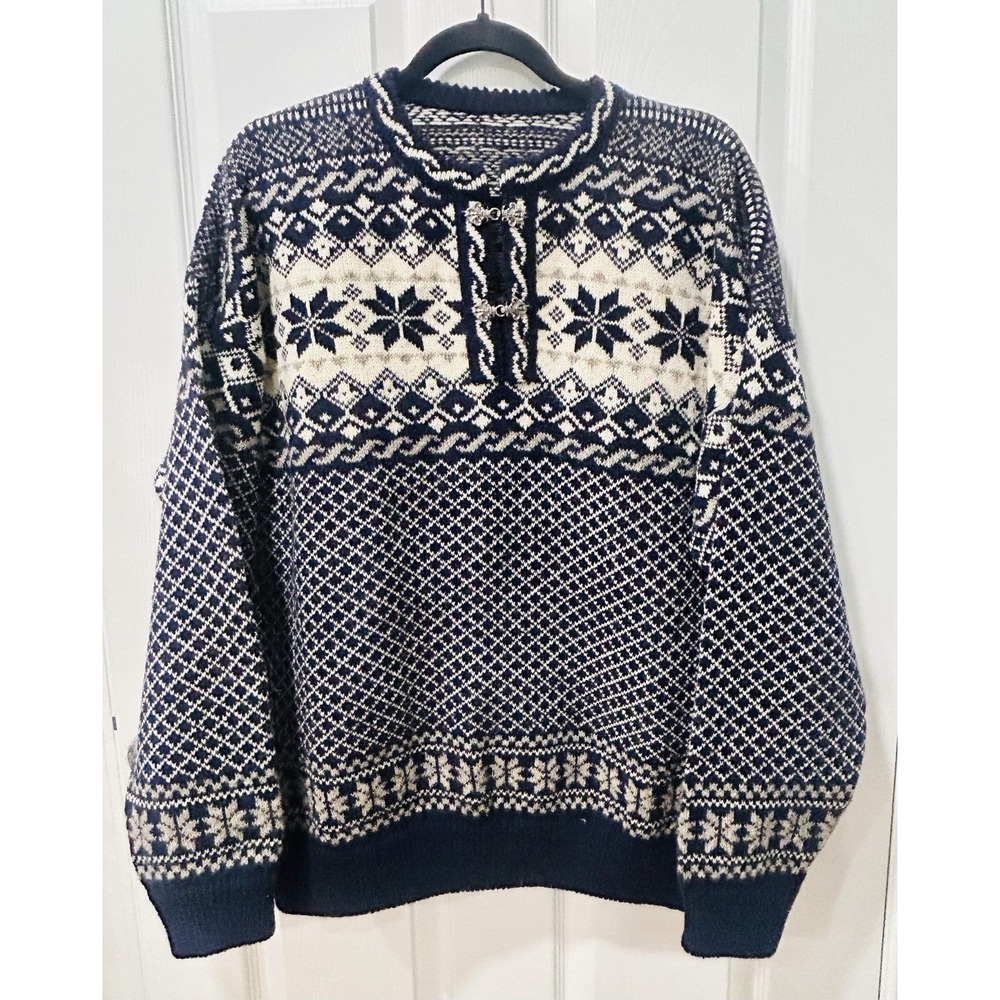 Skjaeveland Norwegian Wool Cardigan Sweater Boho Nordic Fair IsleCottagecore 2XL